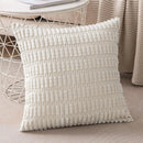 Axyaa Beige & White Corduroy Striped Pillow Cover Set - Modern Home Decor