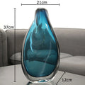 Axyaa Ocean Blue Glass Vase: Artificial Flower Room Decor
