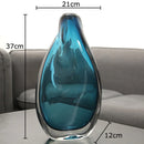 Axyaa Ocean Blue Glass Vase: Artificial Flower Room Decor