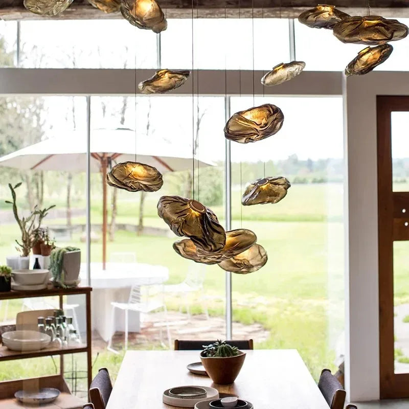 Axyaa Glass LED Pendant Light: Modern Cloud Design Hanging Lamp for Dining Room