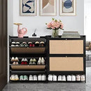 Axyaa Shoe Cabinet Duo: Wooden Narrow Storage, 2 Flip Drawers, Freestanding Organizer