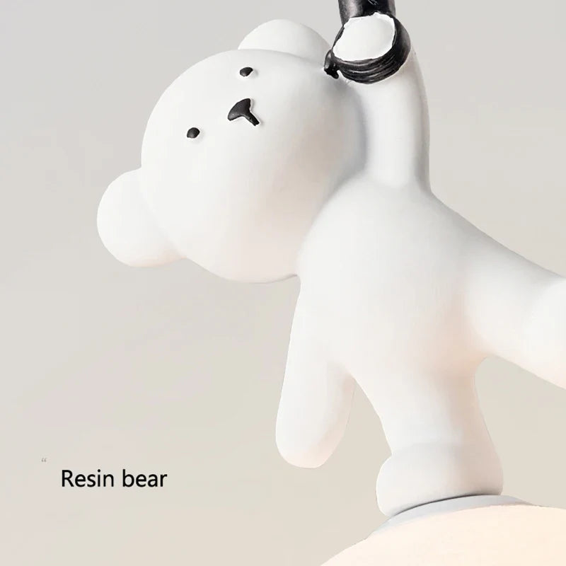 Axyaa Bear Lamp: Resin Bear Nursery Room Hanging Light for Kids Bedroom