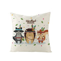 Axyaa Lovely Animals Linen Cushion Cover - Cute Bear Fox Deer Print