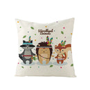 Axyaa Lovely Animals Linen Cushion Cover - Cute Bear Fox Deer Print