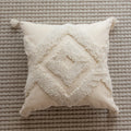 Axyaa White Tufted Embroidery Fringe Pillow Cover - 45x45cm