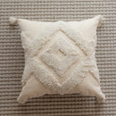 Axyaa White Tufted Embroidery Fringe Pillow Cover - 45x45cm