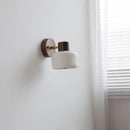 Axyaa Walnut Wood LED Wall Sconce Rotate Nordic Modern Ceramic Wall Lamp