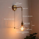 Axyaa LED Wall Lamps: Nordic Modern Design, Bedroom & Bathroom Lighting, Pull Chain Switch.