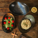 Axyaa Ceramic Ingot Bowl, Irregular Oval Salad Plate, Tableware Special-shaped Soup Plate