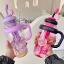 Axyaa 1200ml Sport Water Bottle with Tea Infuser and Straw, Handle - Cute Design
