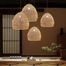 Axyaa Natural Rattan Wicker Hanging Lamp Chinese Style Vintage Farmhouse Lighting
