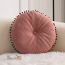 Axyaa Pom Pom Fringed Round Pillow for Home Decor & Gifts
