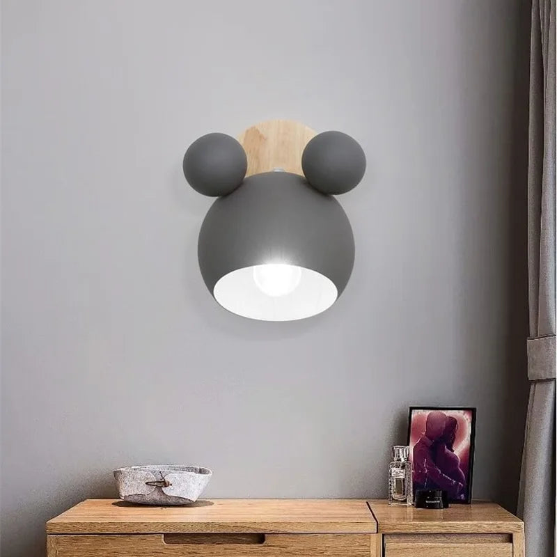 Axyaa Nordic Mickey Wall Lamp for Bedroom and Parlor Lighting