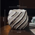 Axyaa Geometric Pleated Ceramic Vase - Abstract Stripes Flowerpot