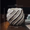 Axyaa Geometric Pleated Ceramic Vase - Abstract Stripes Flowerpot