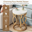 Axyaa Round End Table: Modern Design, Thick Wood Top, Unique O-Shaped Base