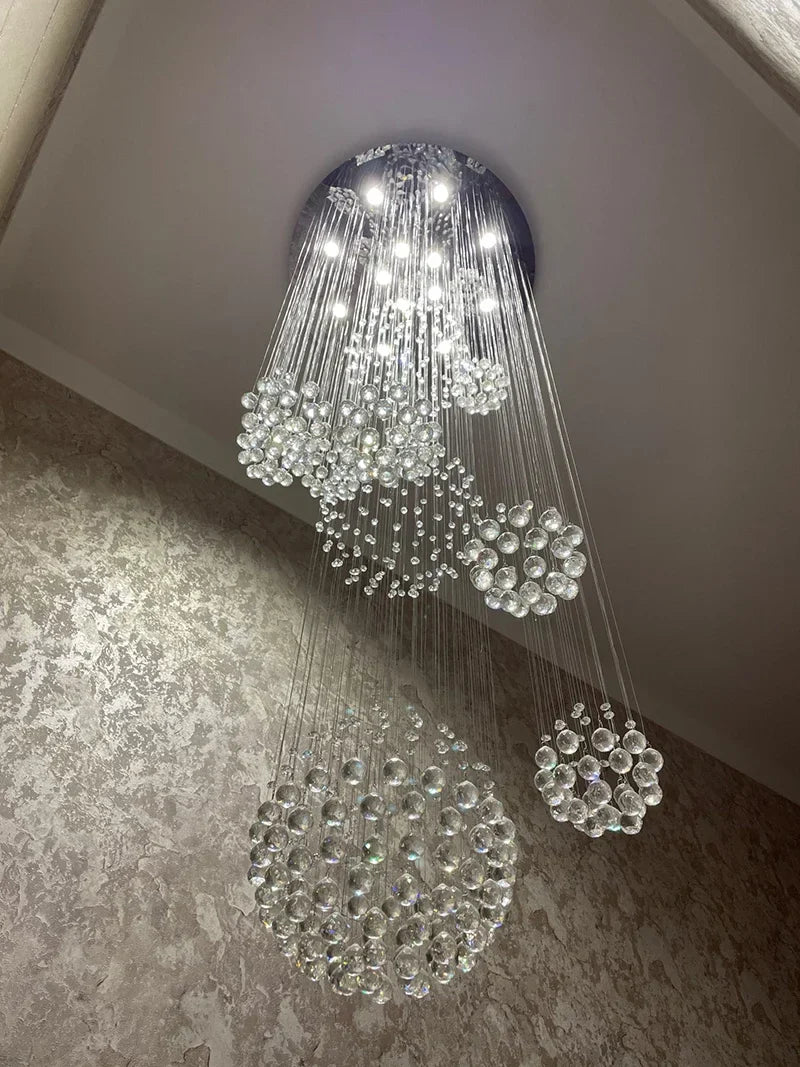 Axyaa Crystal Ball Chandelier - Modern Large Lustres De Cristal Lights