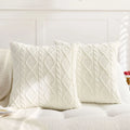 Axyaa Knitted Pillow Cover in Ivory White Red Blue Black Soft Diamond Plaid
