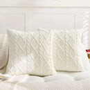 Axyaa Knitted Pillow Cover in Ivory White Red Blue Black Soft Diamond Plaid