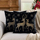 Axyaa Christmas Elk Embroidered Pillow Cover - Soft Short Plush Cushion
