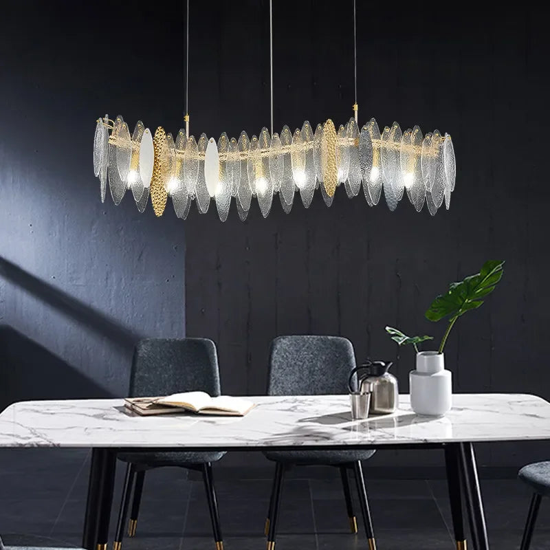 Axyaa Gold Metal Chain Pendant Lights for Modern Luxury Living Room