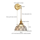 Axyaa Tiffany Glass LED Wall Lamp Pull Chain Switch Vintage Copper Wall Lights
