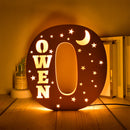 Axyaa Personalized LED Name Wall Decor Night Light with Stars for Family, Couples, Kids - Wooden Lamp