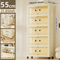 Axyaa 55cm Large Double-Door Storage Cabinet with Swivel Casters, 3-6 Tier for Home Organization