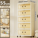 Axyaa 55cm Large Double-Door Storage Cabinet with Swivel Casters, 3-6 Tier for Home Organization