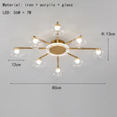 Axyaa Modern Glass Ceiling Light in Black Gold Metal for Parlor Bedroom Dining Room