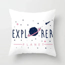Axyaa Space Cat Moon Cushion Cover Universe Sun Planet Rocket Pillowcase