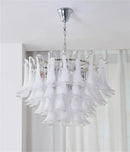 Axyaa Murano Glass Petal Shade Chandelier - White Pink Pendant Light