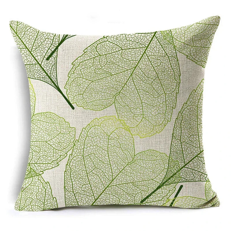 Axyaa Tropical Plants Linen Cushion Cover 45x45cm - Decorative Sofa Bed Pillow Case