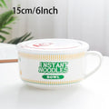 Axyaa Ceramic Noodle Bowl with Lid - Large Capacity Soup & Salad Lunch Box