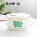 Axyaa Ceramic Noodle Bowl with Lid - Large Capacity Soup & Salad Lunch Box