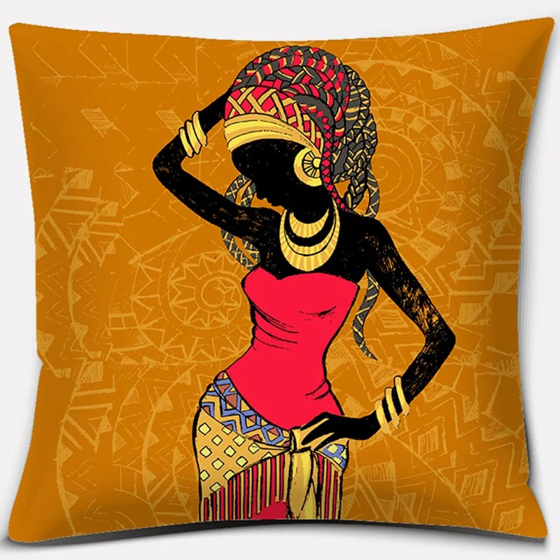 Ethnic African Women Pillowcase by Axyaa | Polyester Cushion Cover for Car & Sofa