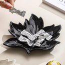 Axyaa Ceramic Maple Leaf Plate for Snacks & Jewelry Storage