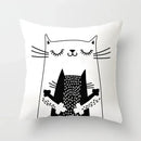 Axyaa Cat Sofa Pillow Cover - Cartoon Style Home Decor Pillowcase