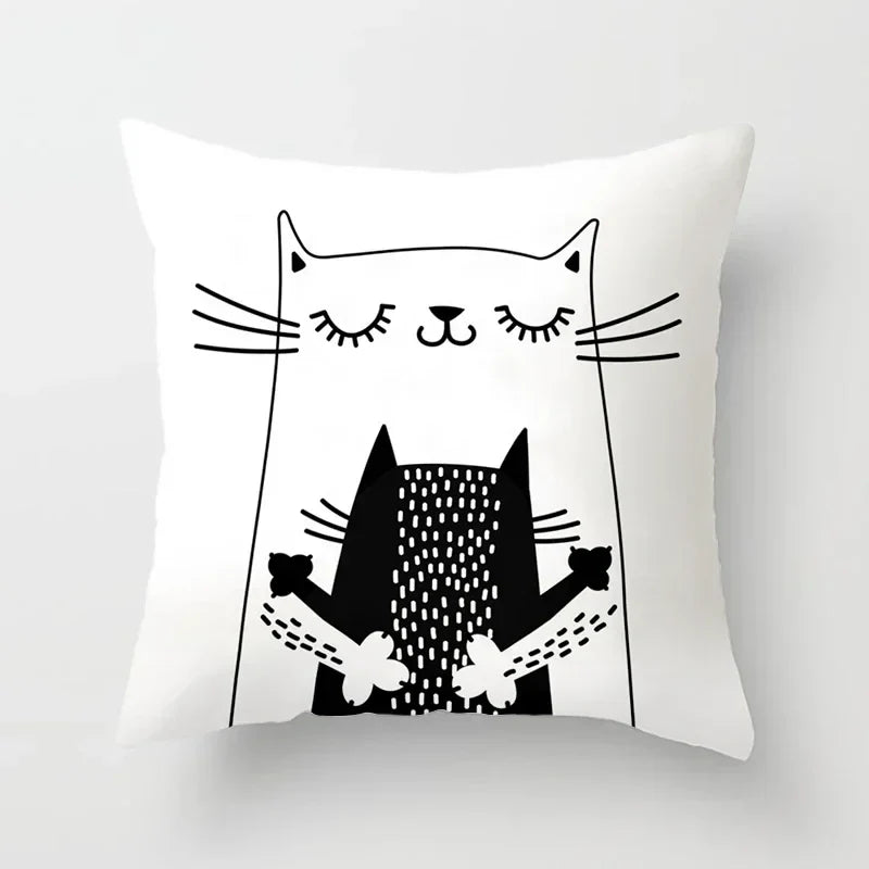 Axyaa Cat Sofa Pillow Cover - Cartoon Style Home Decor Pillowcase