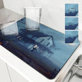 Skeleton Farmhouse Drying Mat by Axyaa: Non-Slip Absorbent Kitchen Counter Mat