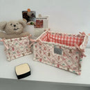 Axyaa Bear Pattern Cotton Storage Box: Cute High-capacity Desktop Basket for Home Organization