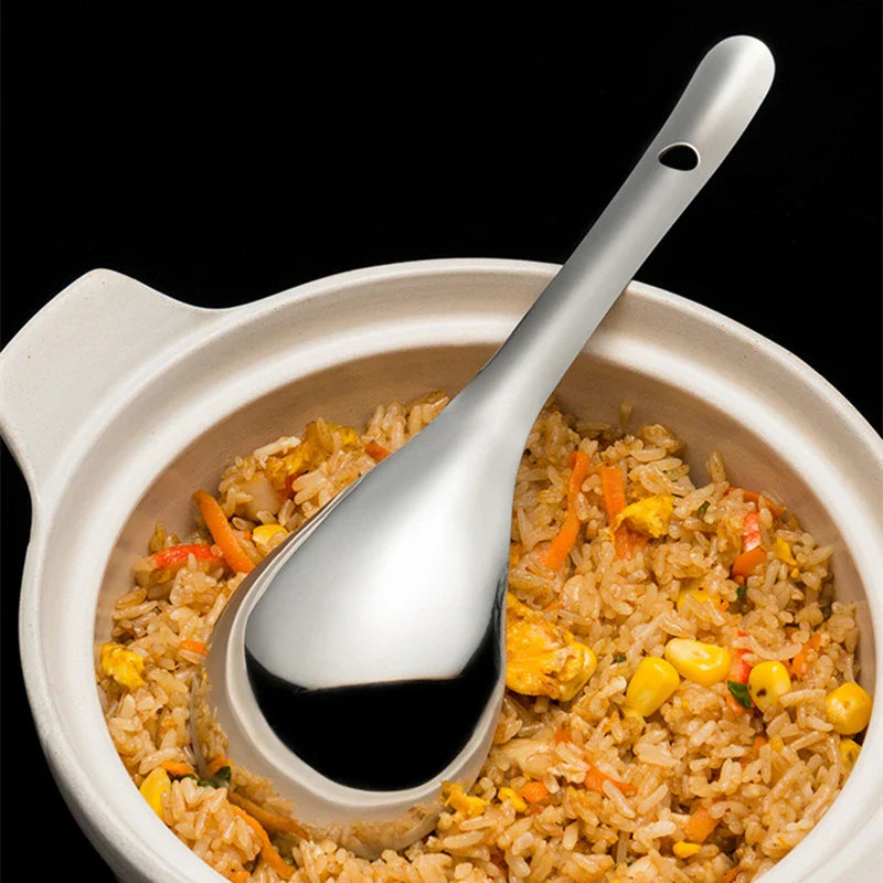 Axyaa Stainless Steel Soup Spoon with Long Handle - Large Capacity Spoons