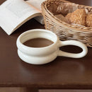 Axyaa 8oz Chubby Ceramic Coffee Mug, Short Wavy Style, Wide Mouth Cup