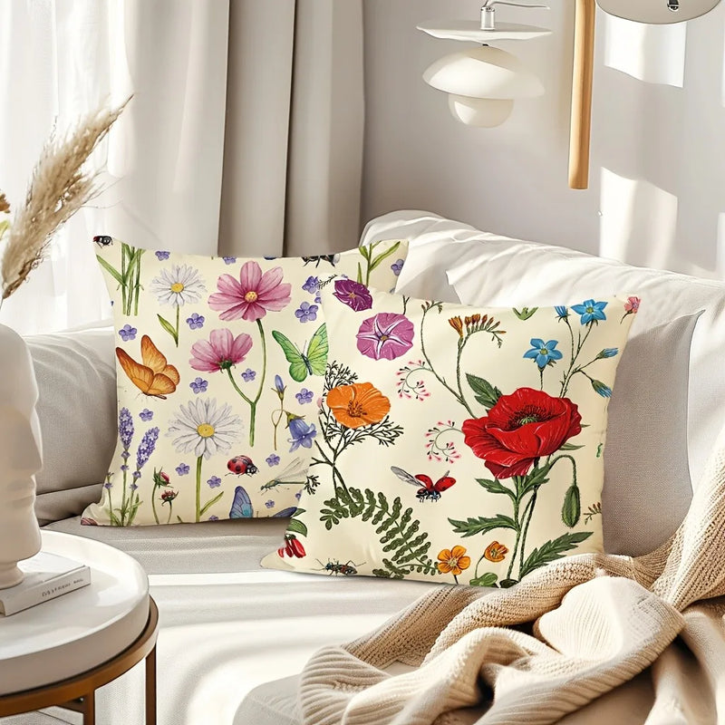 Axyaa Retro Insect Pattern Pillowcase for Home Decoration.