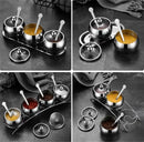 Axya Stainless Steel Glass Lid Seasoning Box Salt Pepper Jars for Spices Bottle