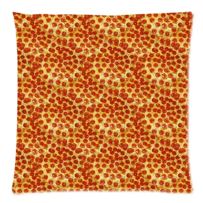 Axyaa Cheese Pizza Pattern Polyester Cushion Cover 45X45CM