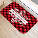 Axyaa Red Plaid Print Door Mat: Non-Slip Home Kitchen Bathroom Carpet