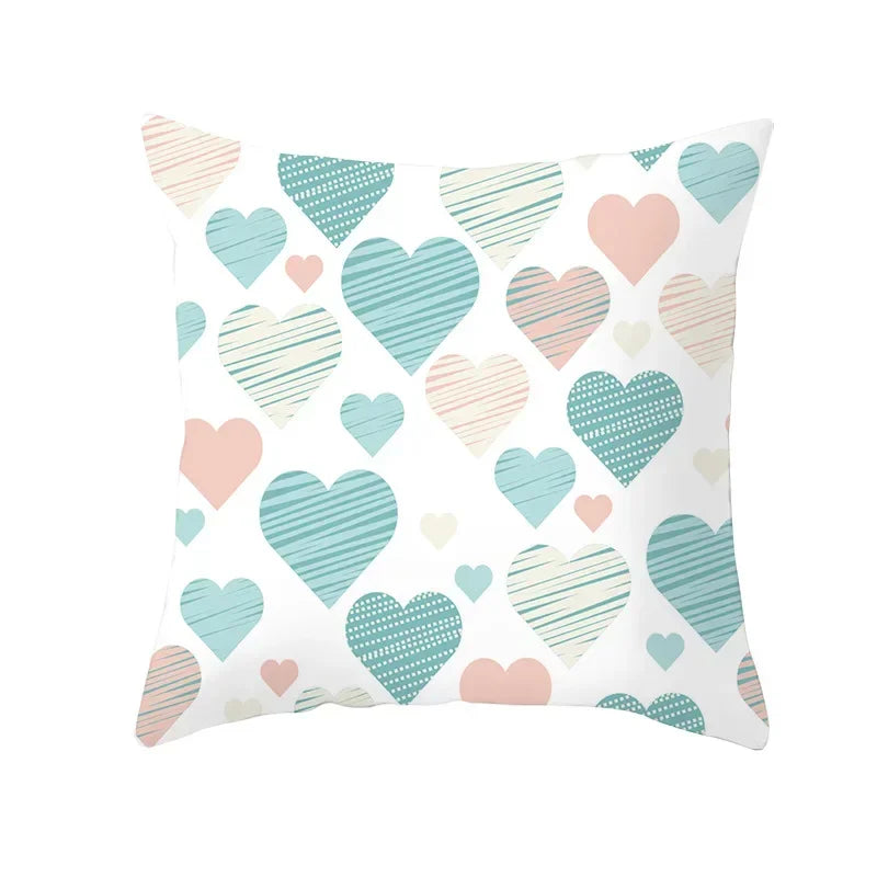Nordic Cartoon Print Yellow Blue Cushion Cover 45*45cm by Axyaa