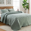 Axyaa Embroidered Quilt Set Queen Size Lightweight Bedspreads, 3-Piece Reversible Design