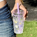 Axyaa Butterfly Lemon Water Bottle with Straw Lid, 16oz BPA-Free Cute Cup